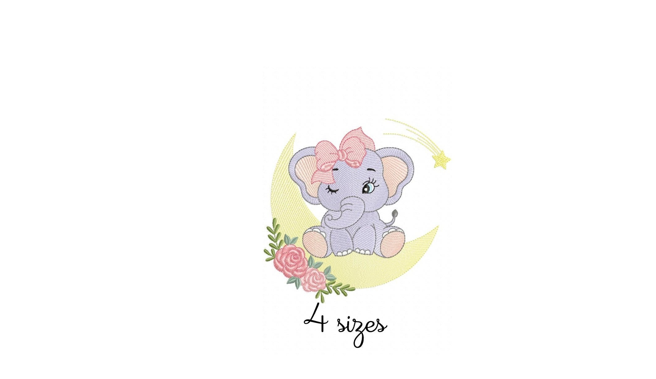 Elephant Moon Girl embroidery design, baby embroidery design machine,…