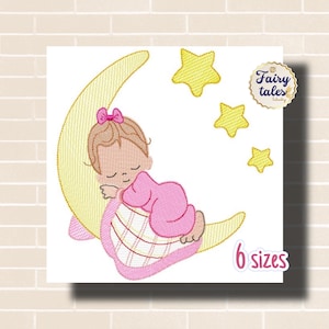 Baby Girl Embroidery Design - Baby Machine Embroidery File - PES JEF HUS - 4x4 5x7 6x10 hoop - Instant Download - Nursery Embroidery