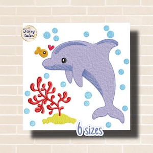 Dolphin Embroidery Embroidery Design - Animals Machine Embroidery File - PES JEF HUS - 4x4 5x7 6x10 - Instant Download - Baby Embroidery