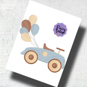 Oldtimer 1 Stickdatei - Baby Junge Maschinenstickdatei - PES JEF HUS - 4x4 5x7 6x10 Hoop - Sofort Download - Kinderzimmer Stickdatei
