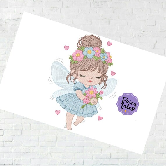 Lovely Cute Fairy Embroidery Design - Baby Machine Embroidery File - PES JEF HUS - 4x4 5x7 6x10 hoop - Instant Download - Nursery Embroidery