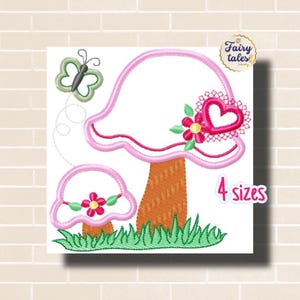 Mushroom Embroidery Design - Flower Machine Embroidery File - PES JEF HUS - 4x4 5x7 6x10 hoop - Digital Download - Nursery Embroidery