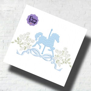 Horse and Flowers Embroidery Design - Baby Machine Embroidery File - PES HUS JEF - 4x4 5x7 6x10 hoop - Instant Download - Newborn Embroidery