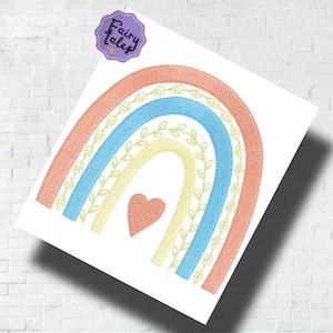 Sweet Rainbow Embroidery Design - Baby Machine Embroidery File - PES JEF HUS - 4x4 5x7 6x10 hoop - Instant Download - Nursery Embroidery