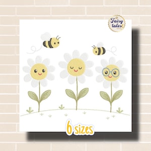 Söt prästkragebroderidesign - Maskinbroderifil med blommor - PES XXX HUS - 4x4 5x7 6x10 båge - Direkt nedladdning - Handduksbroderi