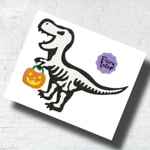 Dino Bones embroidery design, Halloween embroidery design machine, ghost embroidery pattern, file instant download image 1