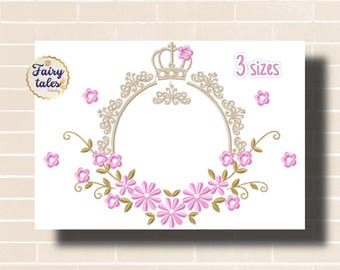 Cute Frame Flowers Embroidery Design - Floral Machine Embroidery File - PES JEF HUS - 5x7 6x10 hoop - Instant Download - Towel Embroidery