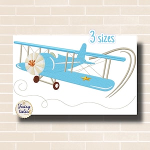 Plane Embroidery Design - Baby Machine Embroidery File - PES JEF HUS - 4x4 5x7 6x10 hoop - Instant Download - Nursery Embroidery