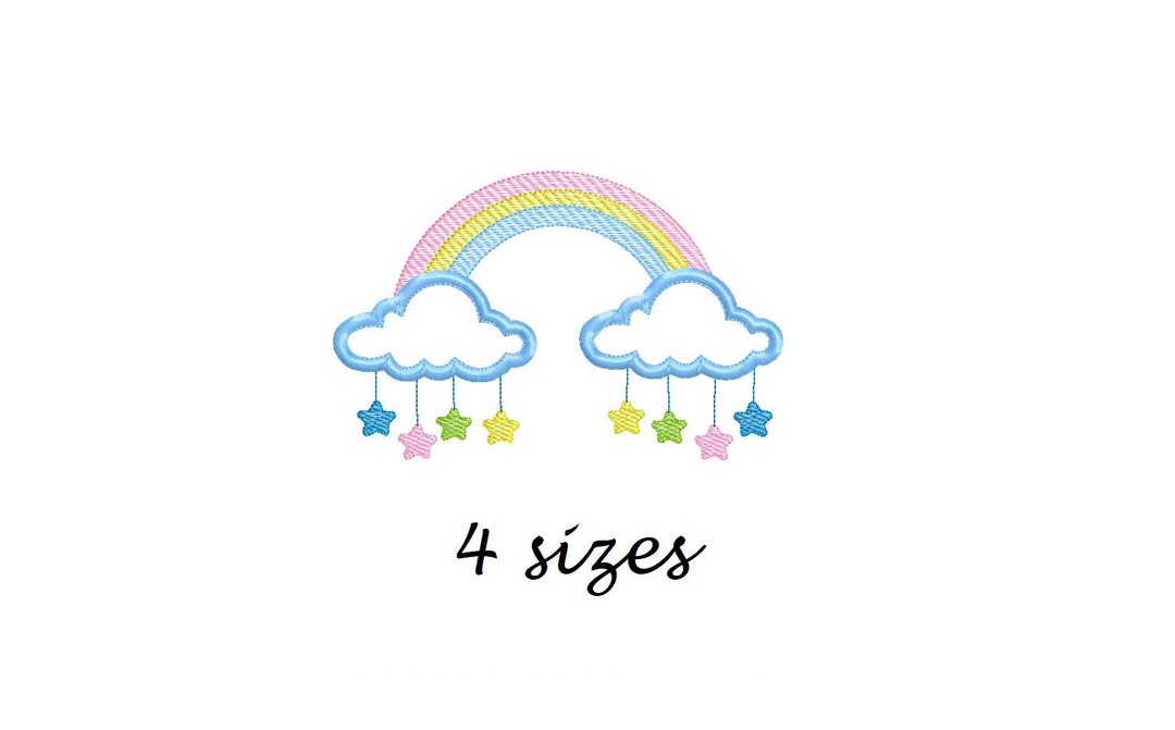 Rainbow and Stars Embroidery Design - Baby Machine Embroidery File ...
