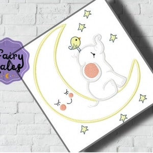 Moon and Elephant for babies embroidery designs baby embroidery design machine embroidery pattern file instant download cute baby applique