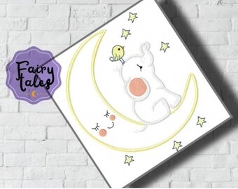 Moon and Elephant for babies embroidery designs baby embroidery design machine embroidery pattern file instant download cute baby applique