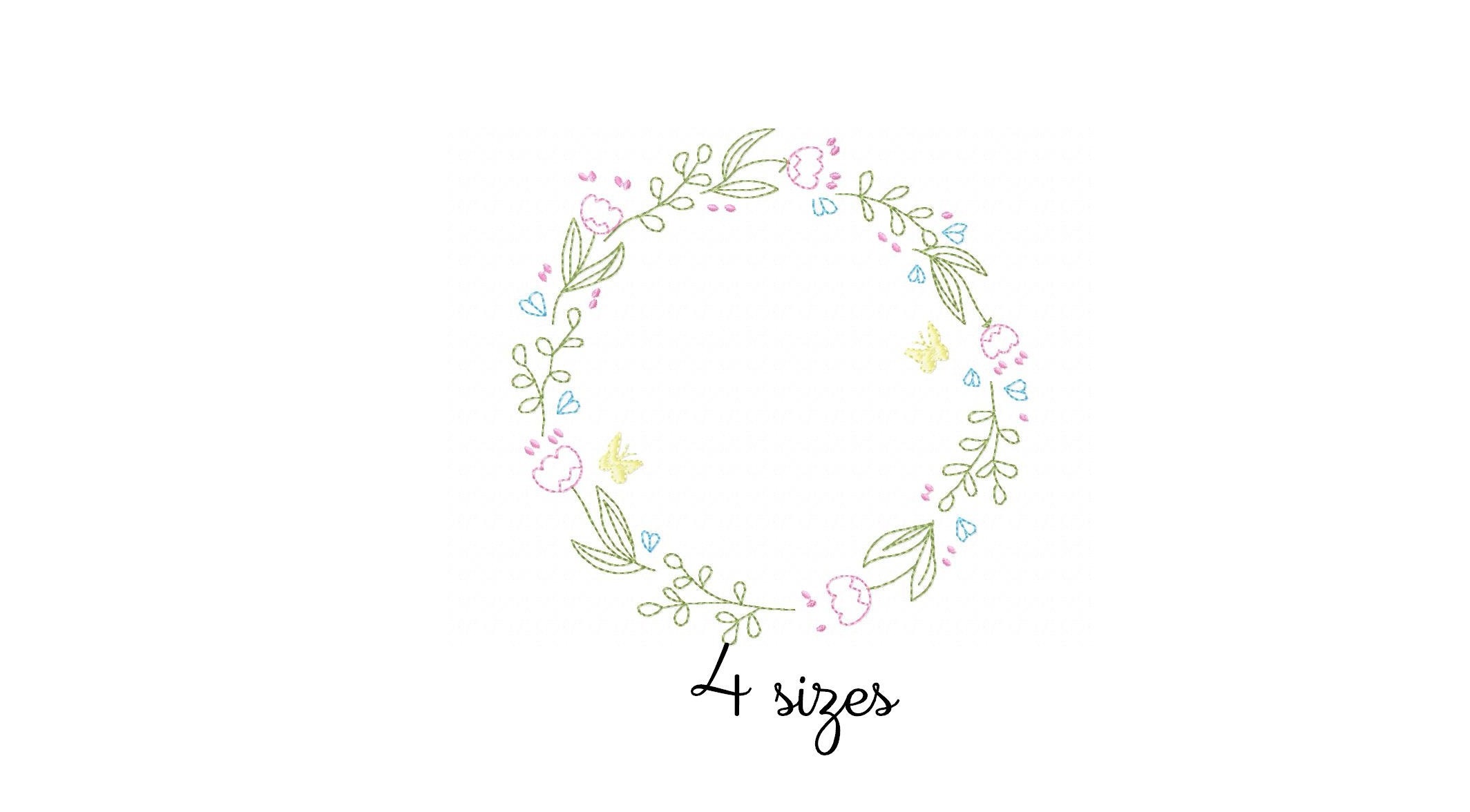 Frame Flower Colors Embroidery design - Floral Machine Embroidery File - PES HUS EXP - 4x4 5x7 hoop - Instant Download - Digital Design
