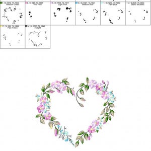 Cute Heart Embroidery Design - Flower Machine Embroidery File - PES JEF HUS - 4x4 5x7 hoop - Instant Download - Decor Embroidery Pattern image 3