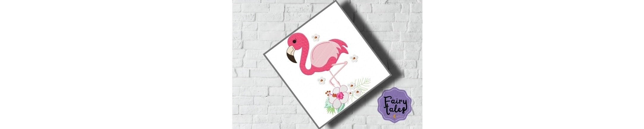 Flamingo Flower embroidery design, baby embroidery design machine, newborn embroidery pattern, file instant download, animals embroidery