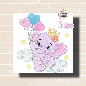 Elephant Crown Sky embroidery design, baby embroidery design machine,animals embroidery pattern, file instant download,Newborn embroidery
