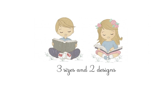 Cute Kids Reader Embroidery Design - Kids Machine Embroidery File - PES JEF HUS - 4x4 5x7 6x10 hoop - Instant Download - Nursery Embroidery