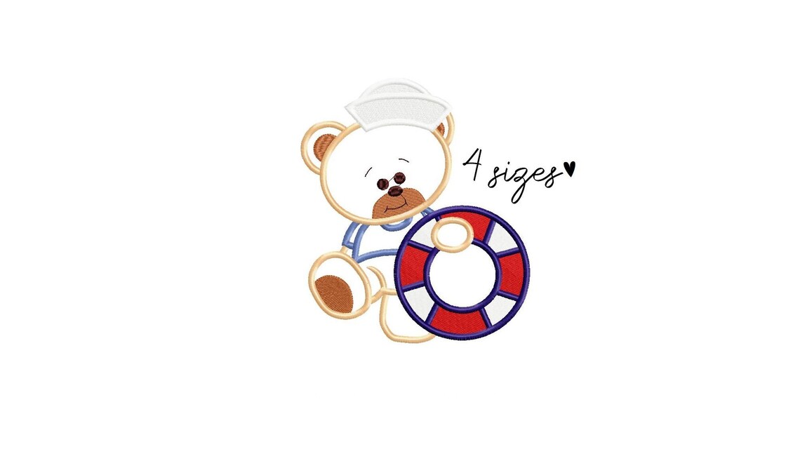 Sailor bear embroidery designs boy embroidery design machine  etsy