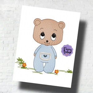 Super Lovely Bear Boy embroidery design, boy embroidery design machine, baby embroidery pattern, file instant download, animals embroidery