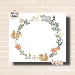Forest Frame Embroidery Design - Baby Machine Embroidery File - PES JEF HUS - 4x4 5x7 6x10 hoop - Instant Download - Nursery Embroidery