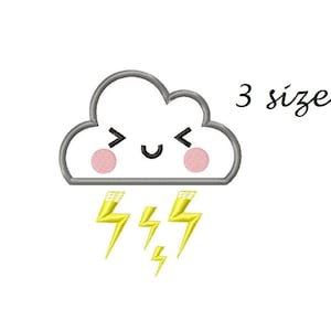 Lightning embroidery designs cloud applique embroidery design machine embroidery pattern file instant download sky embroidery cute applique