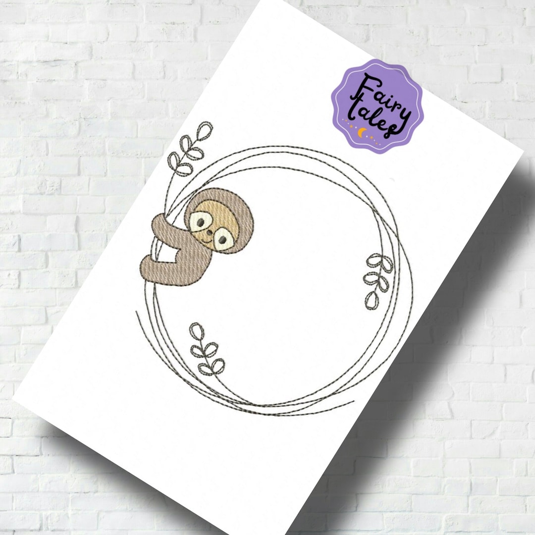 Sloth Boy Frame Embroidery Designs, Baby Embroidery Design Machine ...