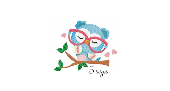 Cute  Owl Embroidery Design - Baby Machine Embroidery File - PES JEF HUS - 4x4 5x7 6x10 hoop - Digital Download - Nursery Embroidery