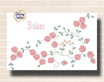 Delicate Roses Embroidery Design - Flowers Machine Embroidery File - PES JEF HUS - 4x4 5x7 6x10 hoop - Instant Download - Floral Embroidery