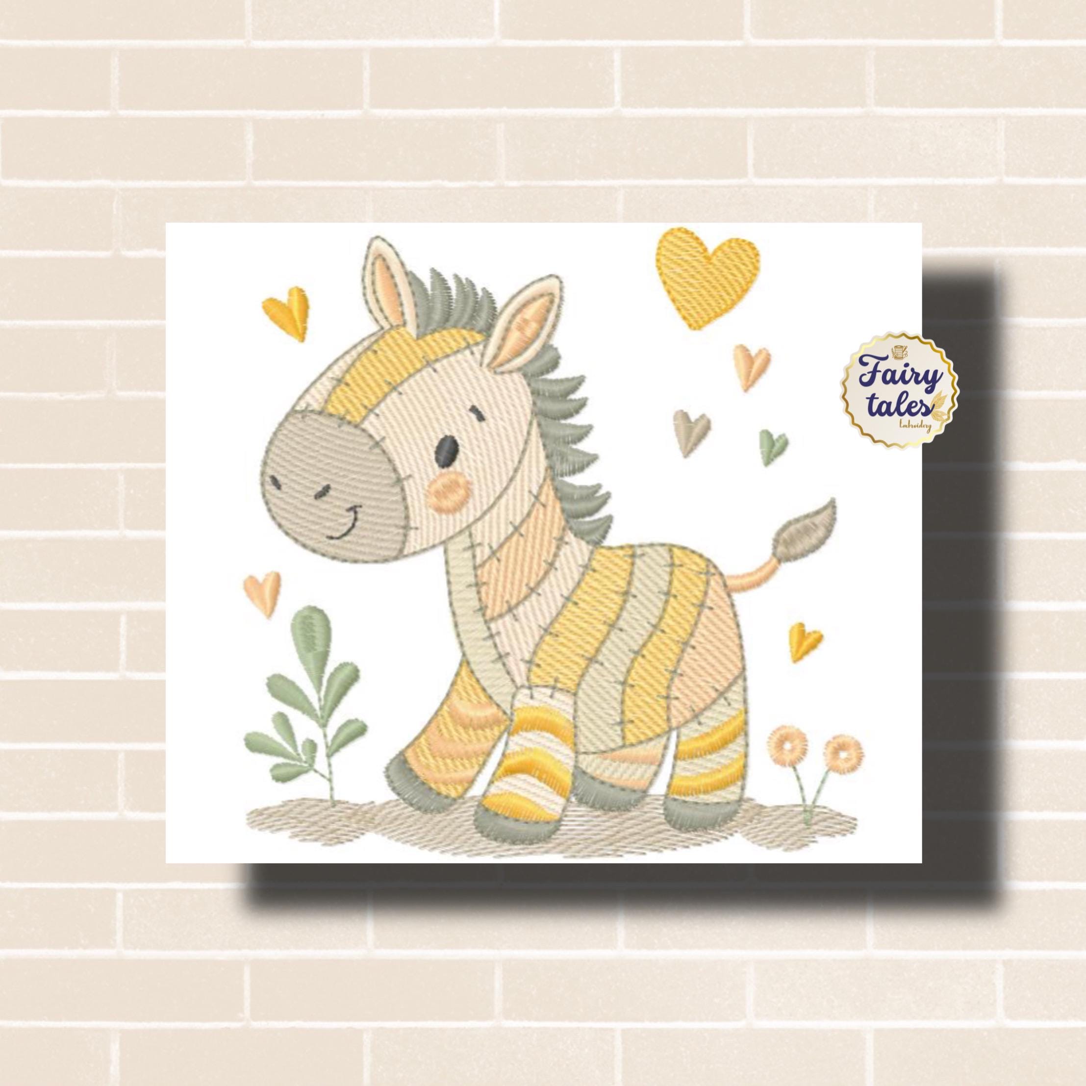 Stuffed Zebra Embroidery Design - Baby Machine Embroidery File - PES JEF HUS - 4x4 5x7 6x10 hoop - Instant Download -Nursery Embroidery