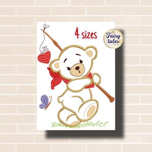 Fisher Teddy Bear embroidery design, boy embroidery design machine, baby embroidery pattern, file instant download, newborn embroidery