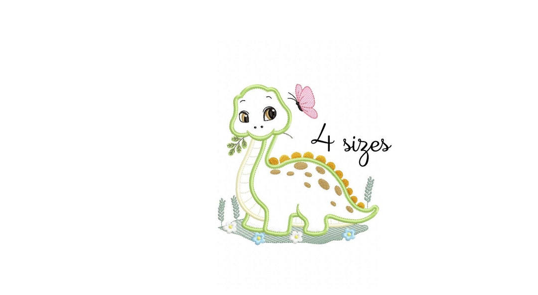 Dino Applique Embroidery Design - Baby Machine Embroidery File - PES ...