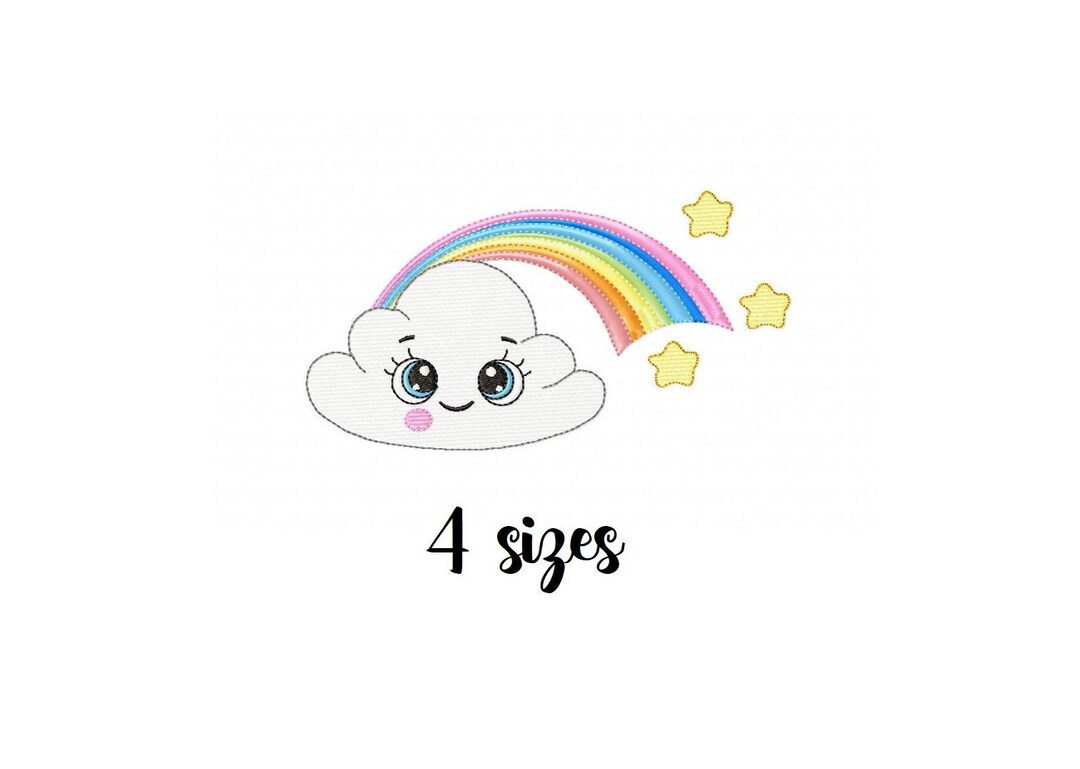 Cute Rainbow Embroidery Designs Baby Cloud Embroidery Design Machine ...