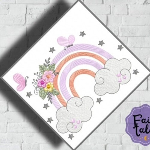 Rainbow Cute Embroidery Design Baby Embroidery Design Etsy