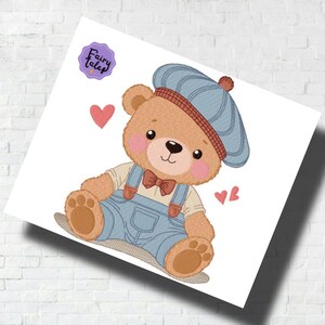 Classical Bear Boy embroidery design, boy embroidery design machine, baby embroidery pattern, file instant download, animals embroidery