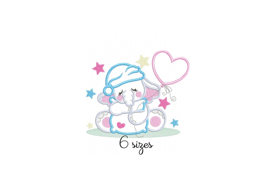 Good Night Elephant Embroidery Design Baby Embroidery Design Etsy