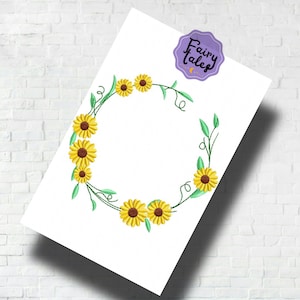 Sunflower Frame Embroidery design - Floral Machine Embroidery File - PES DST JEF - Instant Download - Digital Embroidery File