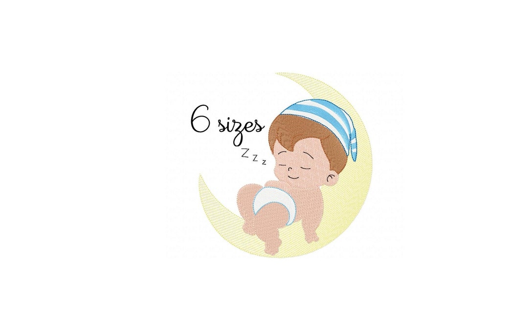 Baby Boy Moon Embroidery Design Baby Embroidery Design Etsy