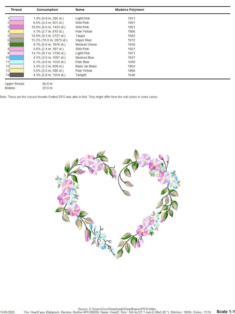 Cute Heart Embroidery Design - Flower Machine Embroidery File - PES JEF HUS - 4x4 5x7 hoop - Instant Download - Decor Embroidery Pattern image 5