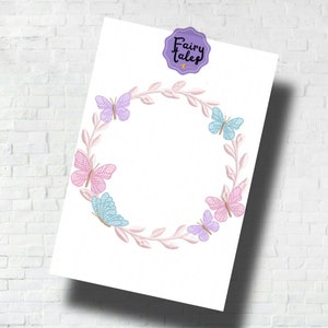 Motif de broderie « cadre papillon mignon » – Fichier de broderie florale pour machine – PES JEF HUS – 4x4, 5x7, 6x10 – Téléchargement instantané – Broderie pour chambre d'enfant