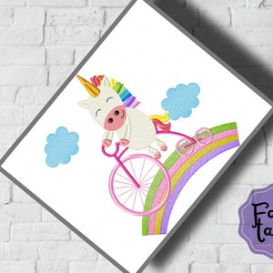 Unicorn Bike embroidery design, Magical embroidery design machine, babies embroidery pattern, file instant download, cute embroidery design