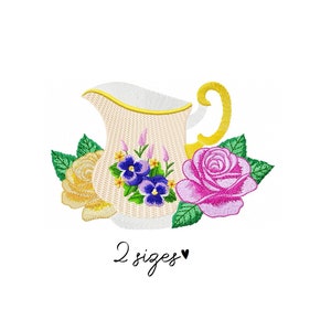 Jar and flowers embroidery design kitchen embroidery design machine embroidery pattern file instant download flower embroidery design