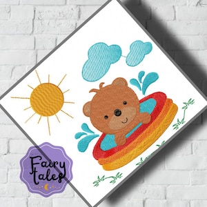 Babybär im Pool Stickmuster Baby Stickmuster Maschinenstickerei Musterdatei Sofortdownload süßer Baby Füllstich