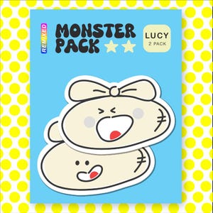Lot de 2 autocollants à partager Émotions pour maman (rire et joie) Amitié Bestie - Monster Pack « LUCY »