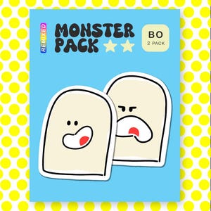 Lot de 2 autocollants Ghost Emotions (Colère et joie) Friendship Bestie à partager - Monster Pack « BO »