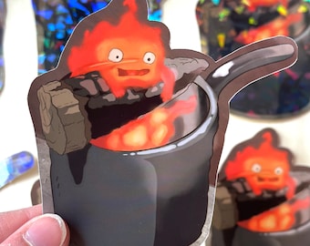 Calcifer Sticker | Studio Ghibli Sticker | Calcifer in Pot | Vinyl Sticker