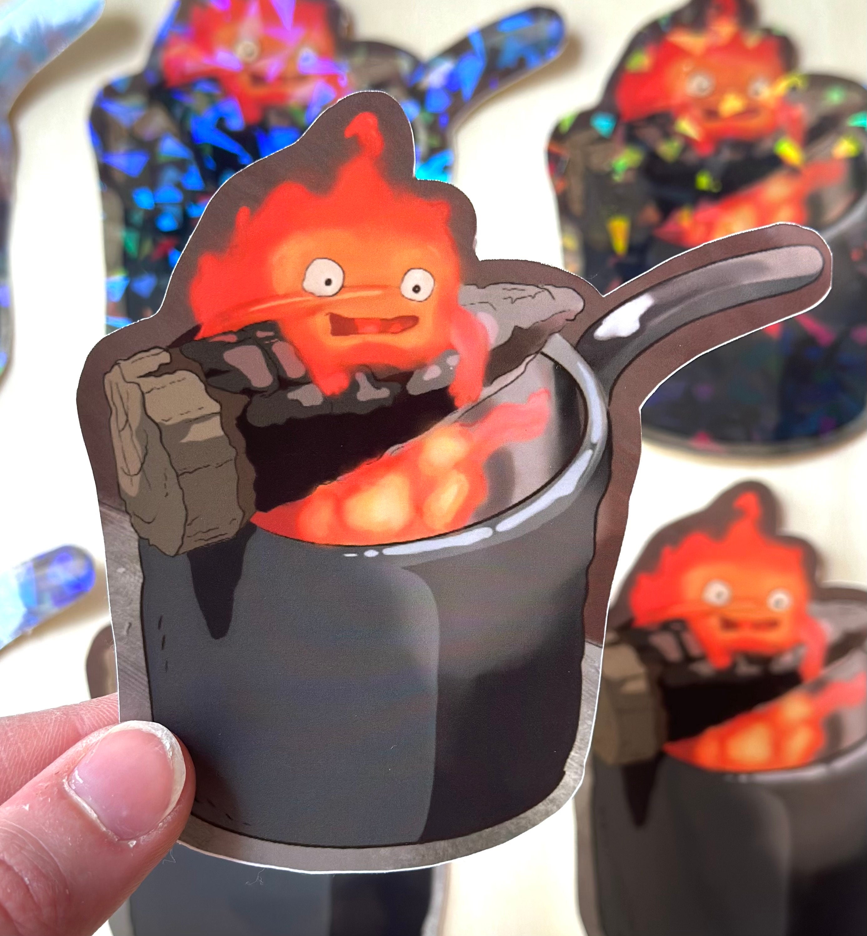 Calcifer Sticker | Studio Ghibli Sticker | Calcifer in Pot | Vinyl ...