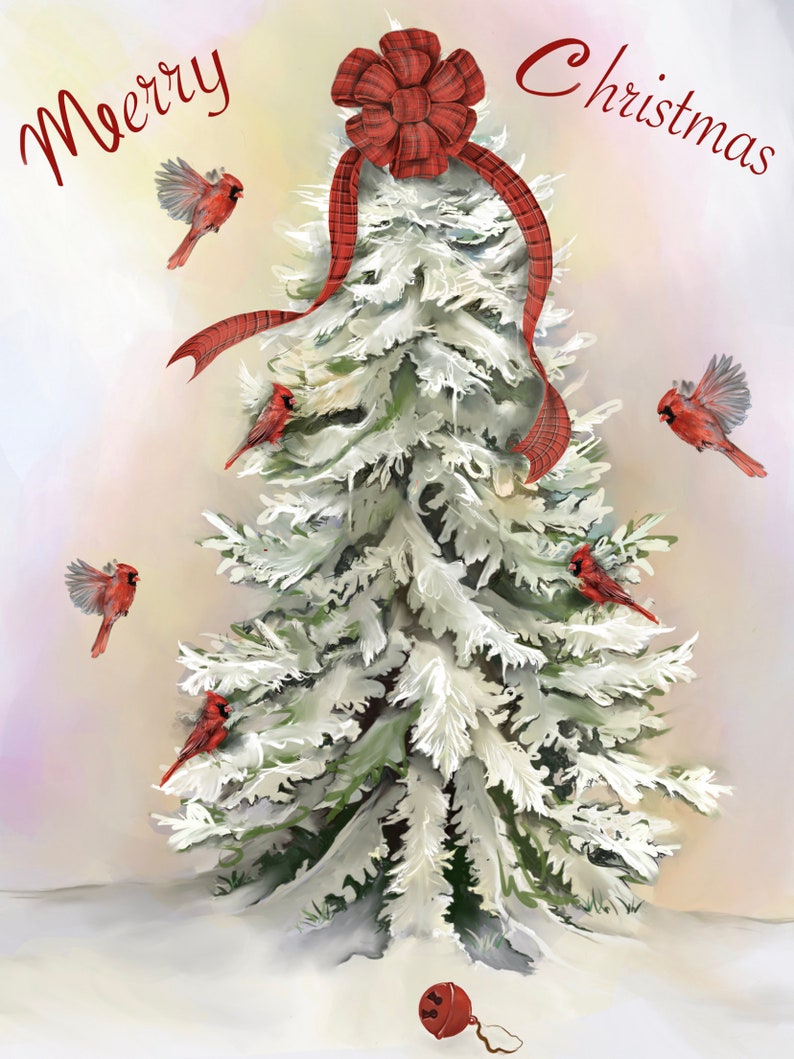 Cardinal Christmas Tree Card image 1