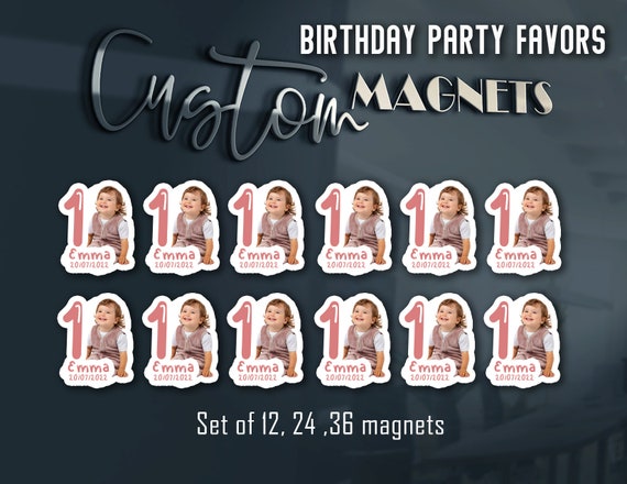 Birthday Party Favors, Custom magnet, Personalized magnet, Party gift, Favors for guest, Custom text magnet, First Birthday gift!