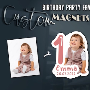 Birthday Party Favors, Custom magnet, Personalized magnet, Party gift, Favors for guest, Custom text magnet, First Birthday gift!