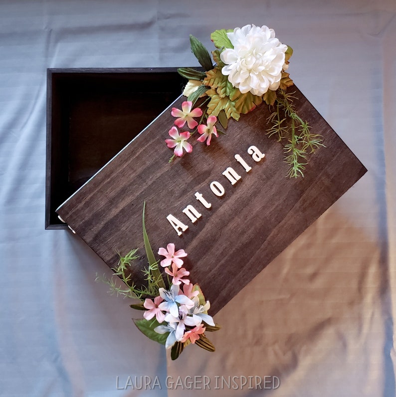 Personalized Floral Wooden Keepsake Box Wooden Gift Box - Etsy
