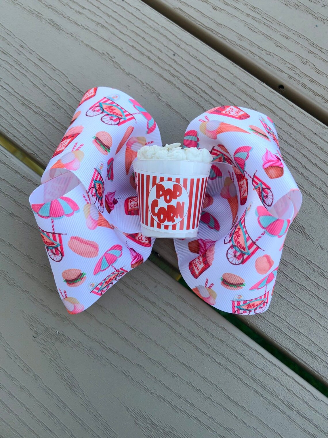 Popcorn hair bow snack hair bow food hair bow popcorn hair Etsy